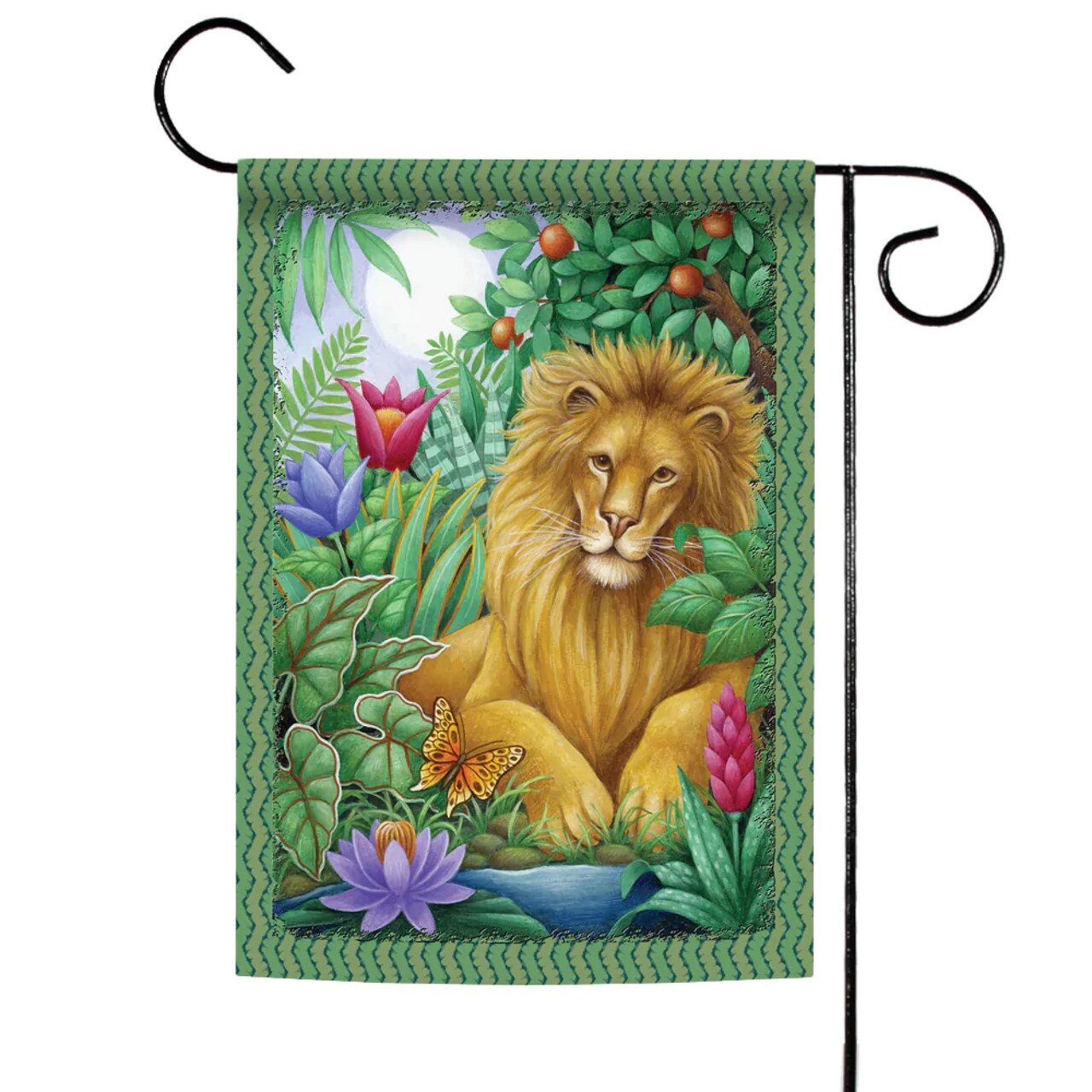 Toland Home Garden Lounging Lion and a Butterfly Outdoor Garden Flag 18" x 12.5"